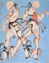 Load image into Gallery viewer, More Frivolities at The Palace... by IsaLu Ishii - an art print depicting two male figures in Marie Antoinette inspired attire, against a blue background. 
