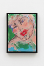 Load image into Gallery viewer, Framed abstract portrait of a man in pink, green, blue.
