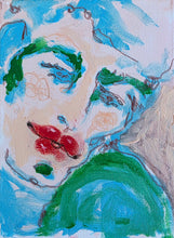 Load image into Gallery viewer, Luminous by IsaLu Ishii - abstract male portrait painting with blue, green, and red colors on a textured surface.
